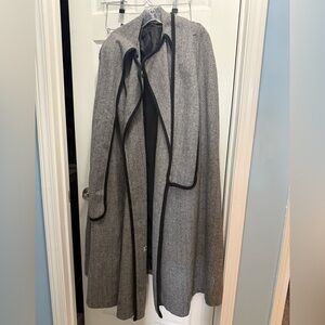 Elegant Gray Cape with Black Trim